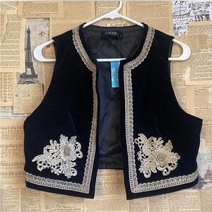 Black Vest with Gold Embroidery